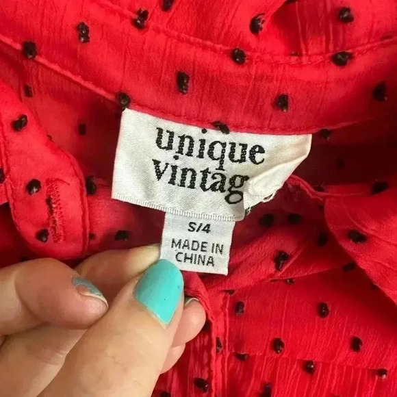 Unique Vintage Polka Dot Pinup Girl Blouse - Picture 5 of 5